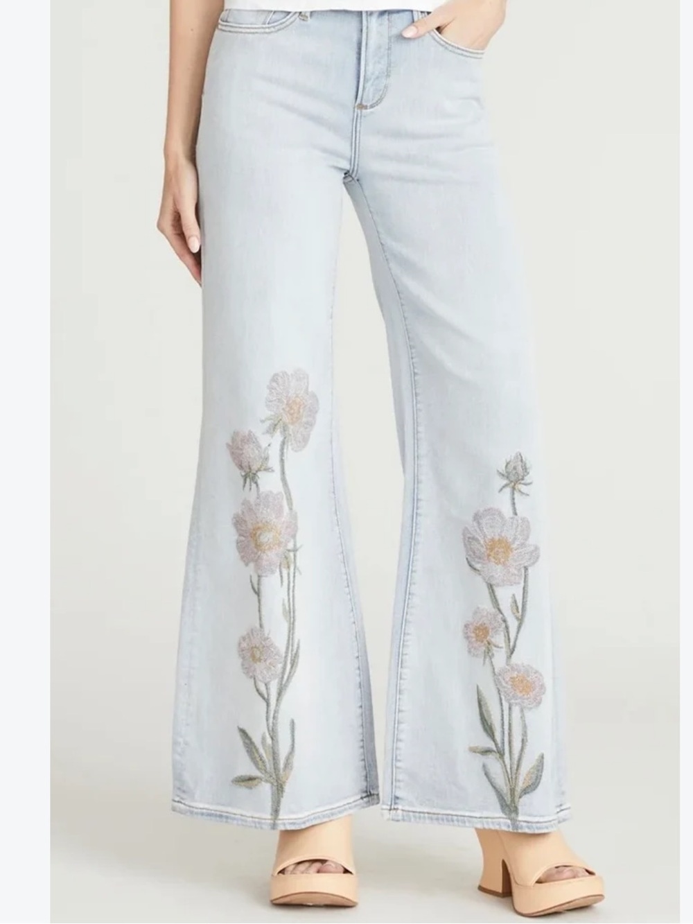DRIFTWOOD Penelope Floral Embroidered Wide Leg Jeans